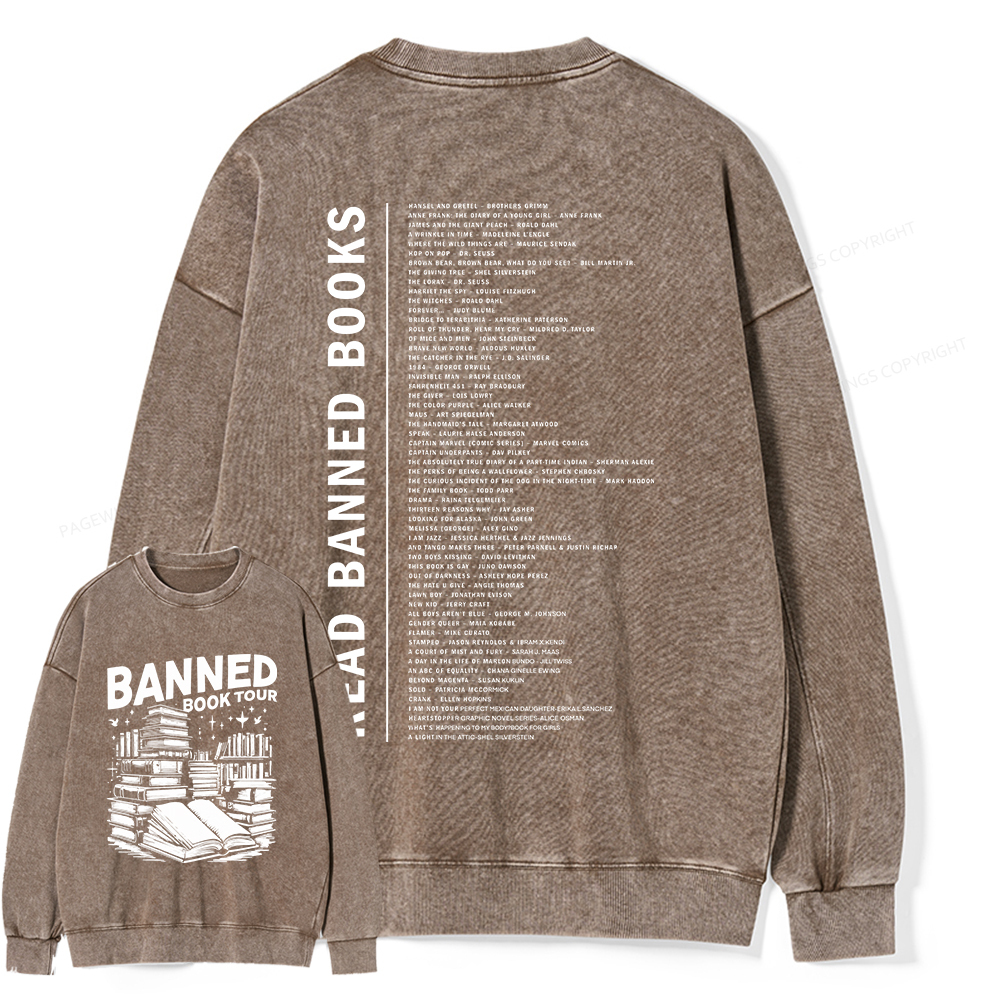 Pagewings Banned Books Tour Unisex Washed Sweatshirt