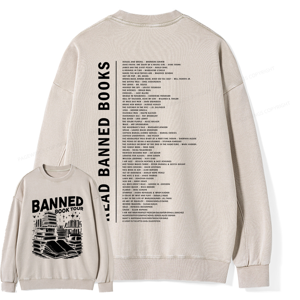 Pagewings Banned Books Tour Unisex Washed Sweatshirt