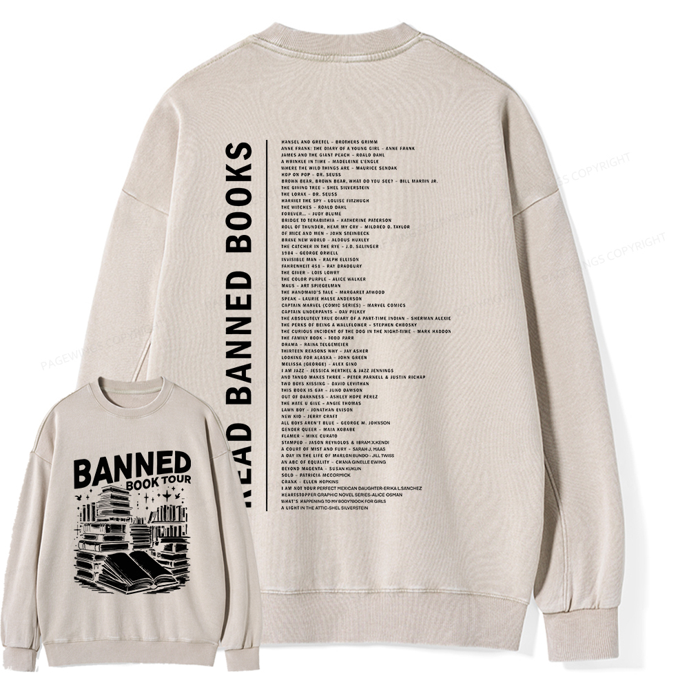 Pagewings Banned Books Tour Unisex Washed Sweatshirt