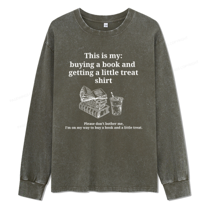 Pagewings Buying A Book And Getting A Little Treat Unisex Washed Long Sleeve T-shirt