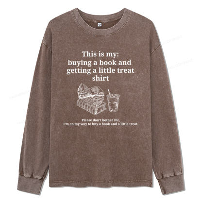 Pagewings Buying A Book And Getting A Little Treat Unisex Washed Long Sleeve T-shirt