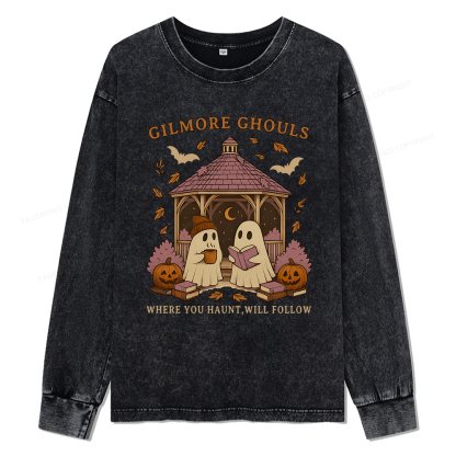 Pagewings Gilmore Ghouls Unisex Washed Long Sleeve T-shirt