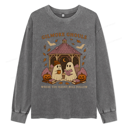 Pagewings Gilmore Ghouls Unisex Washed Long Sleeve T-shirt