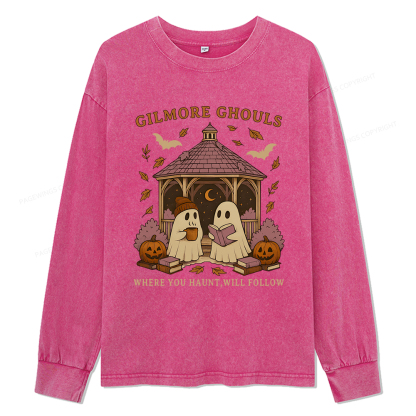 Pagewings Gilmore Ghouls Unisex Washed Long Sleeve T-shirt