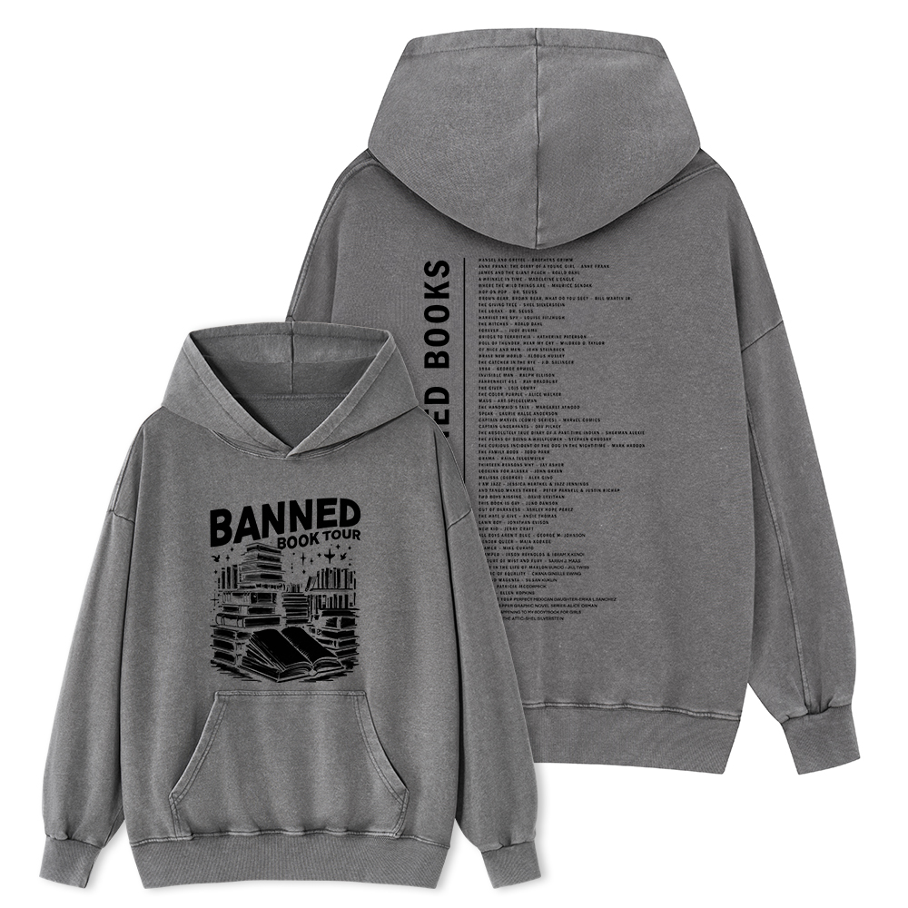Pagewings Banned Books Tour Unisex Washed Hoodie