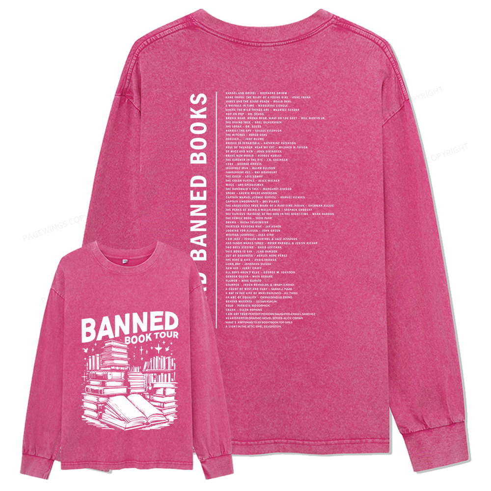 Pagewings Banned Books Tour Unisex Washed Long Sleeve T-shirt