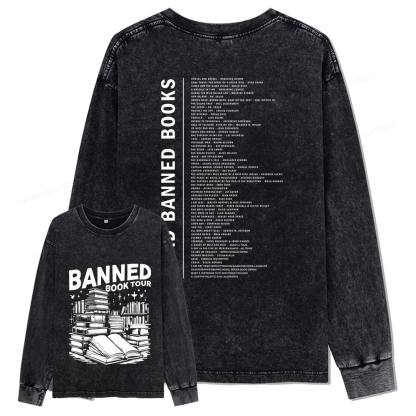 Pagewings Banned Books Tour Unisex Washed Long Sleeve T-shirt