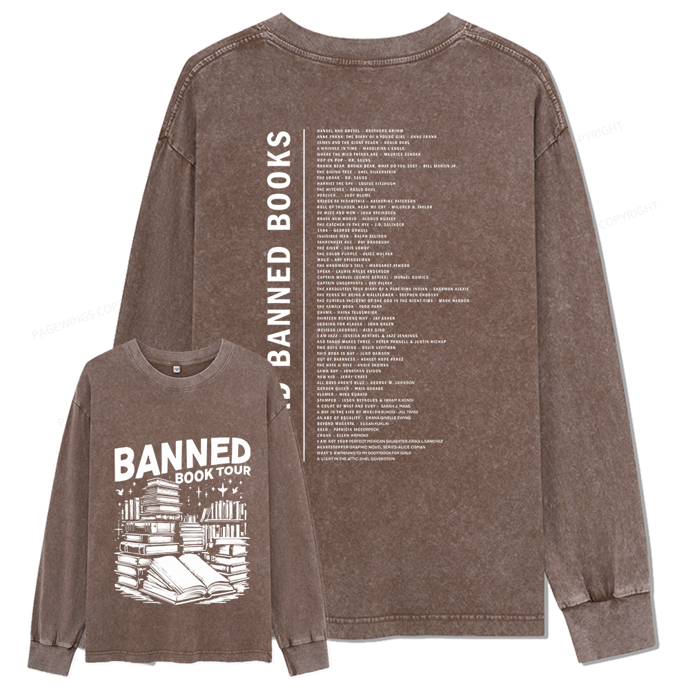 Pagewings Banned Books Tour Unisex Washed Long Sleeve T-shirt