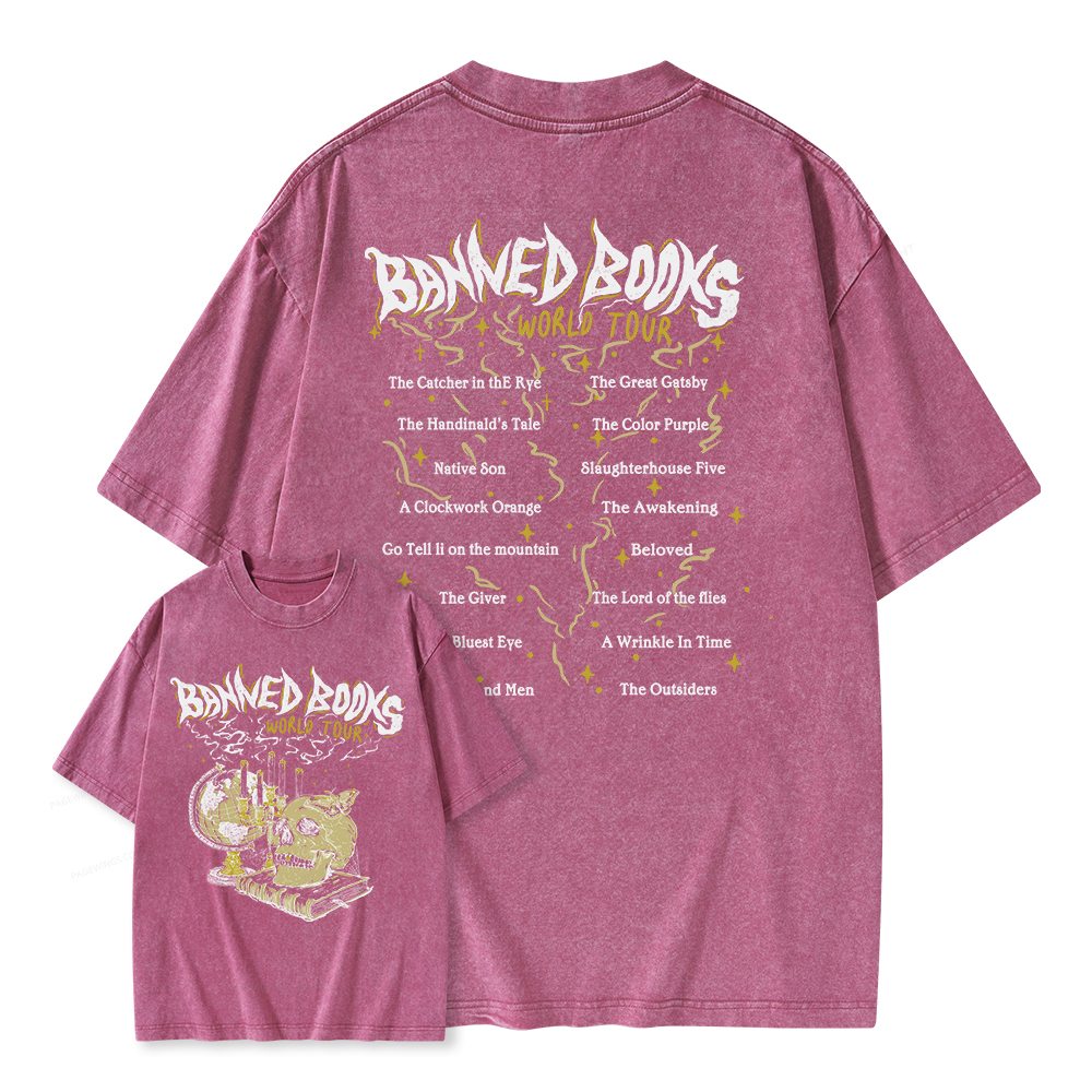 Pagewings Banned Books World Tour Unisex Washed T-shirt