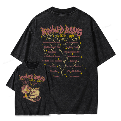 Pagewings Banned Books World Tour Unisex Washed T-shirt