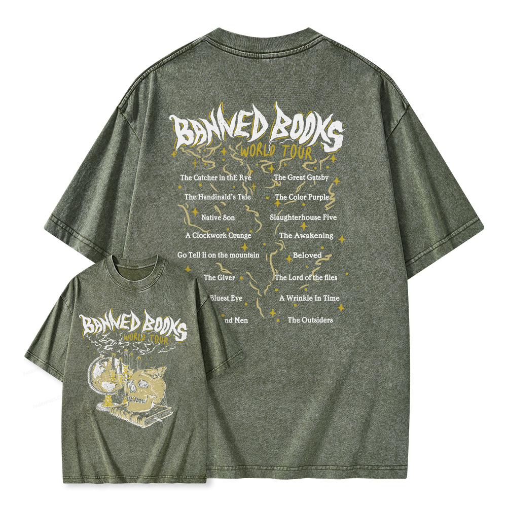 Pagewings Banned Books World Tour Unisex Washed T-shirt