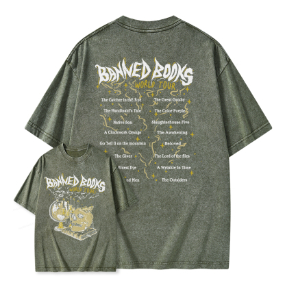 Pagewings Banned Books World Tour Unisex Washed T-shirt