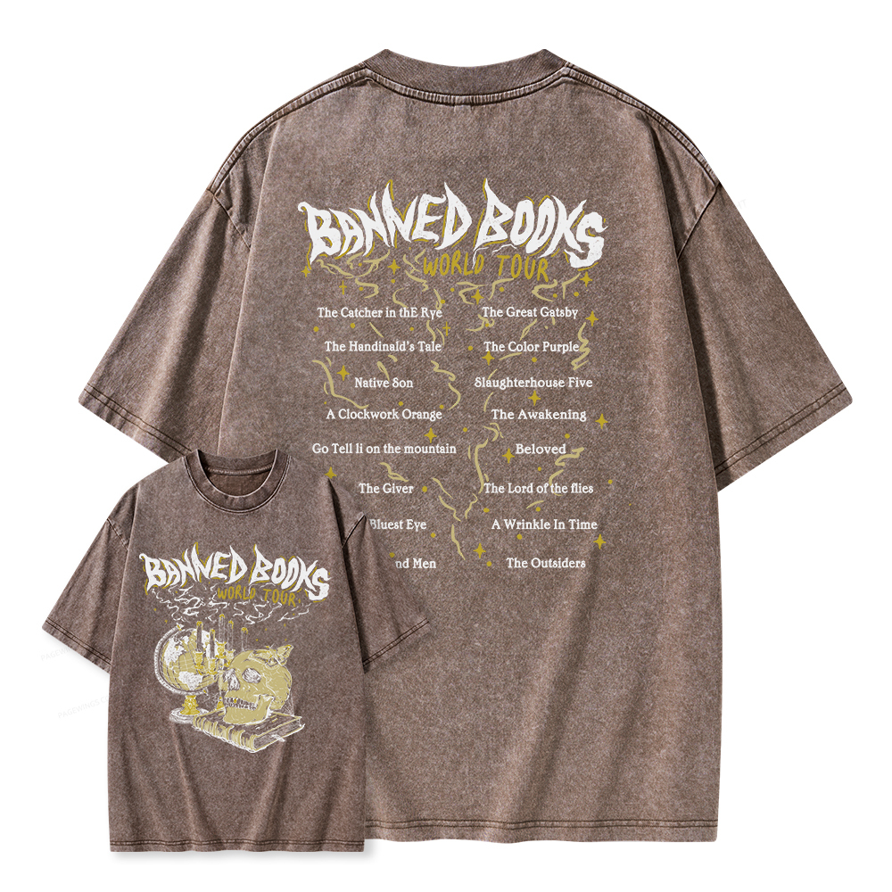 Pagewings Banned Books World Tour Unisex Washed T-shirt