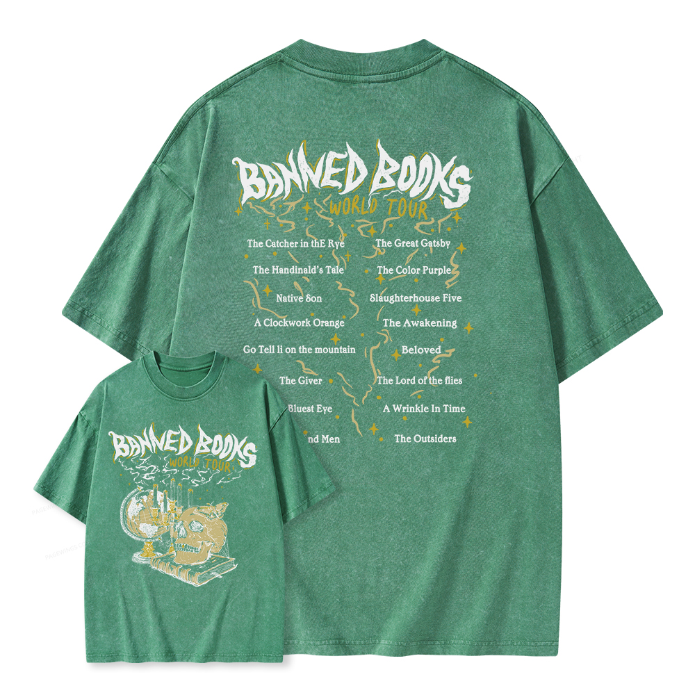 Pagewings Banned Books World Tour Unisex Washed T-shirt