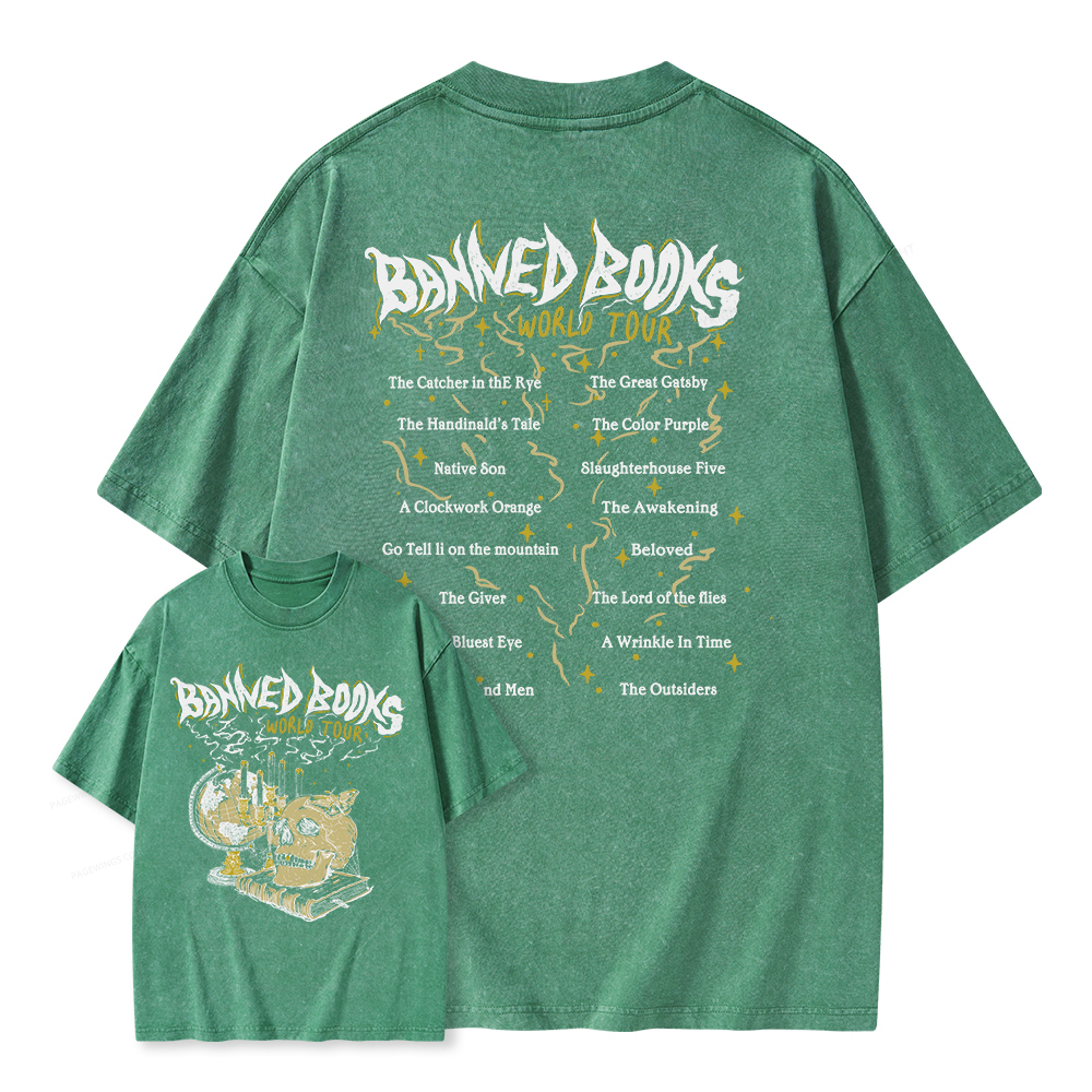 Pagewings Banned Books World Tour Unisex Washed T-shirt