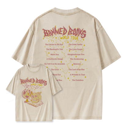 Pagewings Banned Books World Tour Unisex Washed T-shirt