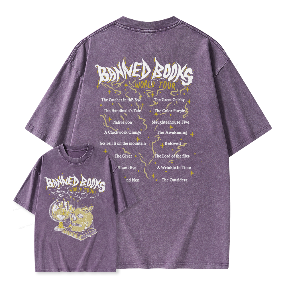 Pagewings Banned Books World Tour Unisex Washed T-shirt