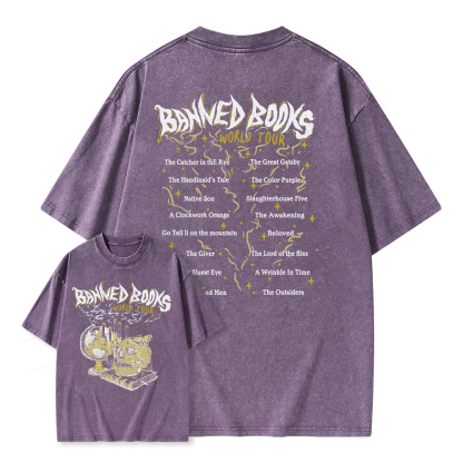Pagewings Banned Books World Tour Unisex Washed T-shirt