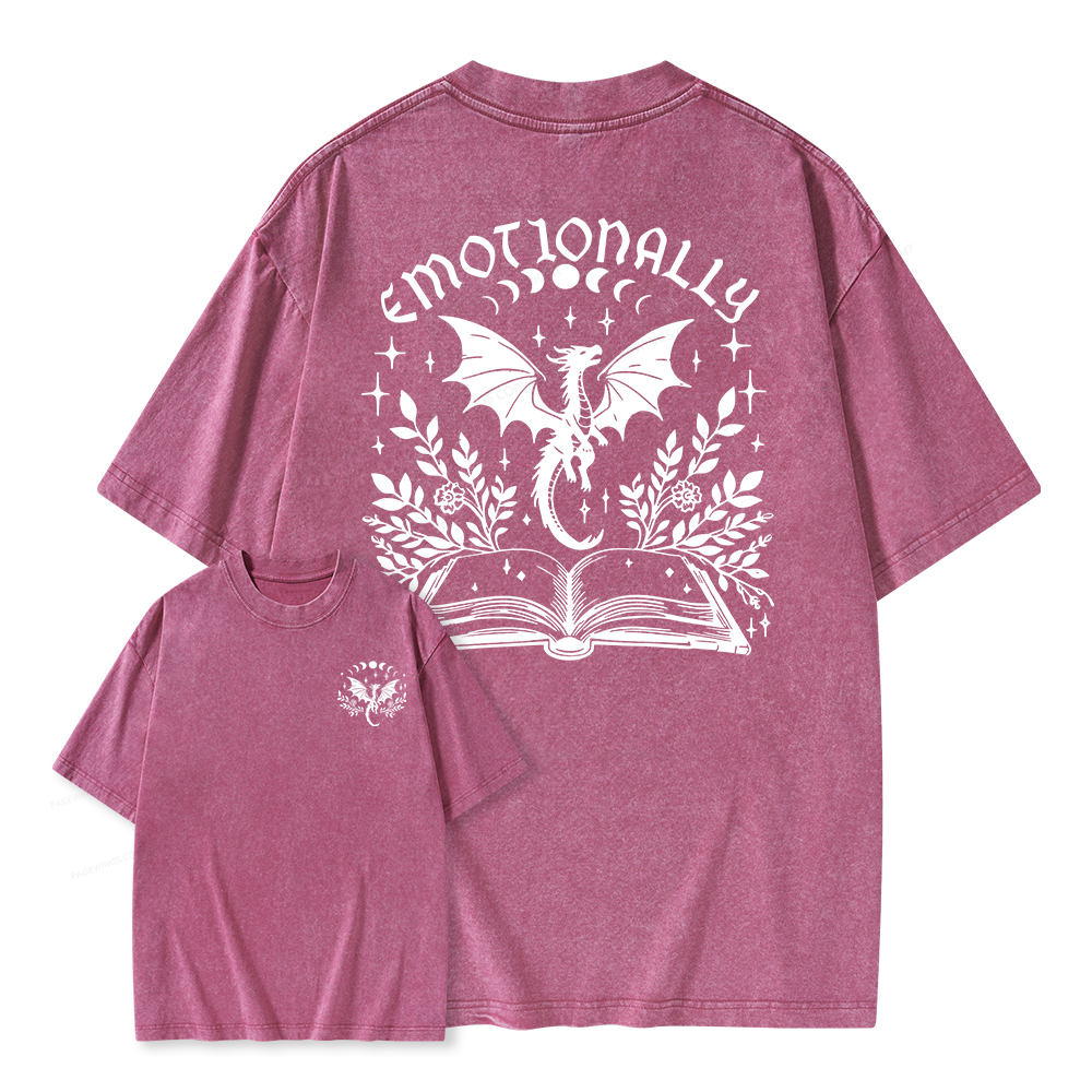 Pagewings Emotionally Attached To Fictional Dragons Unisex Washed T-shirt