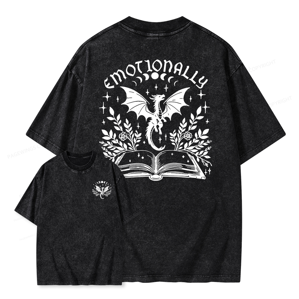 Pagewings Emotionally Attached To Fictional Dragons Unisex Washed T-shirt