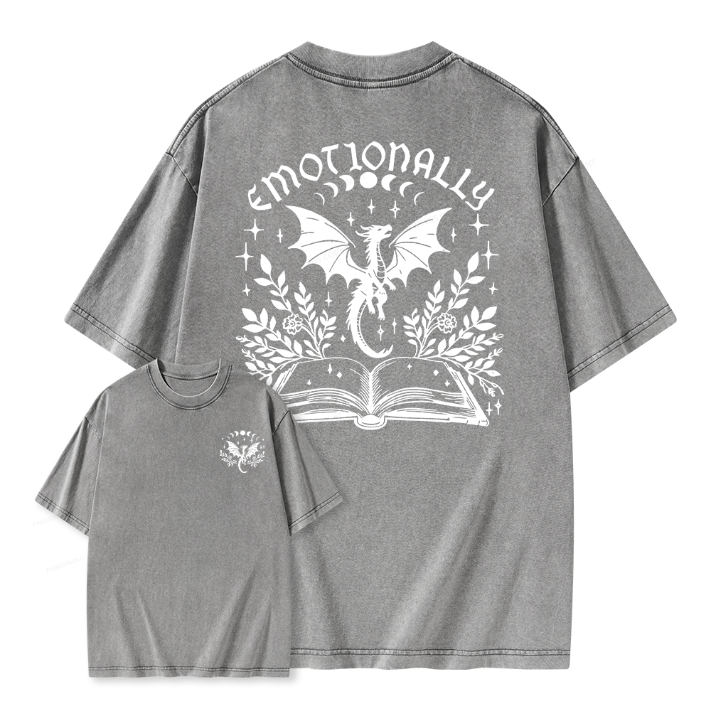 Pagewings Emotionally Attached To Fictional Dragons Unisex Washed T-shirt