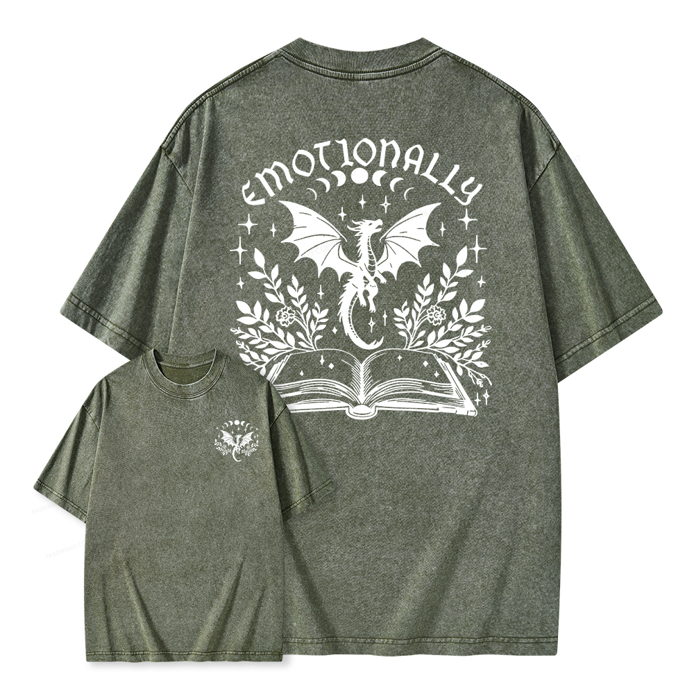 Pagewings Emotionally Attached To Fictional Dragons Unisex Washed T-shirt