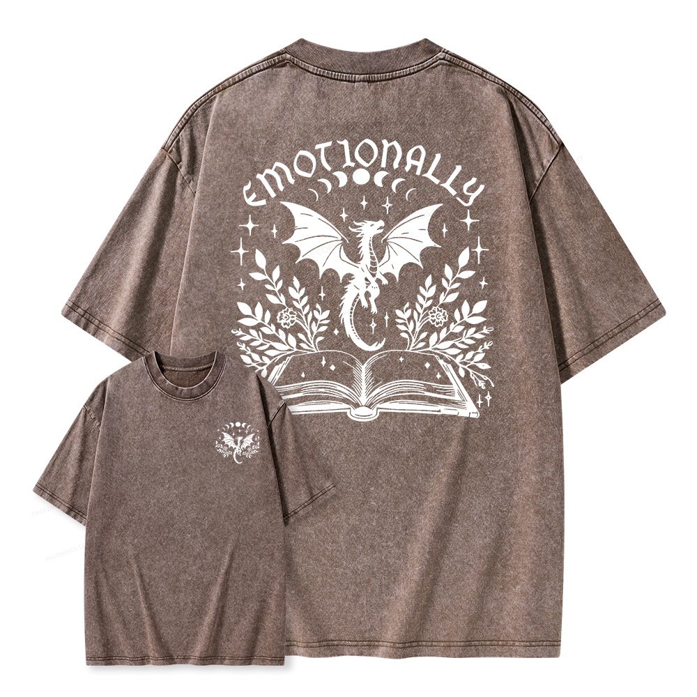 Pagewings Emotionally Attached To Fictional Dragons Unisex Washed T-shirt