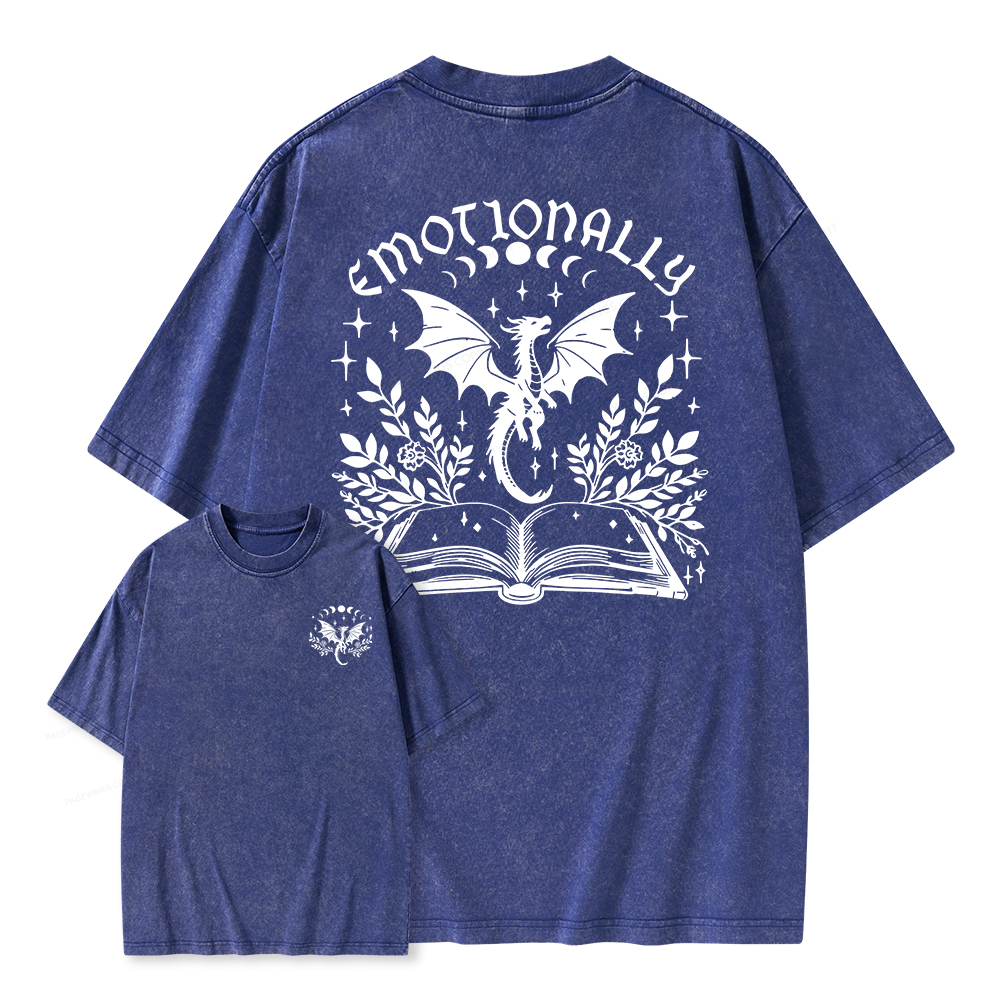 Pagewings Emotionally Attached To Fictional Dragons Unisex Washed T-shirt