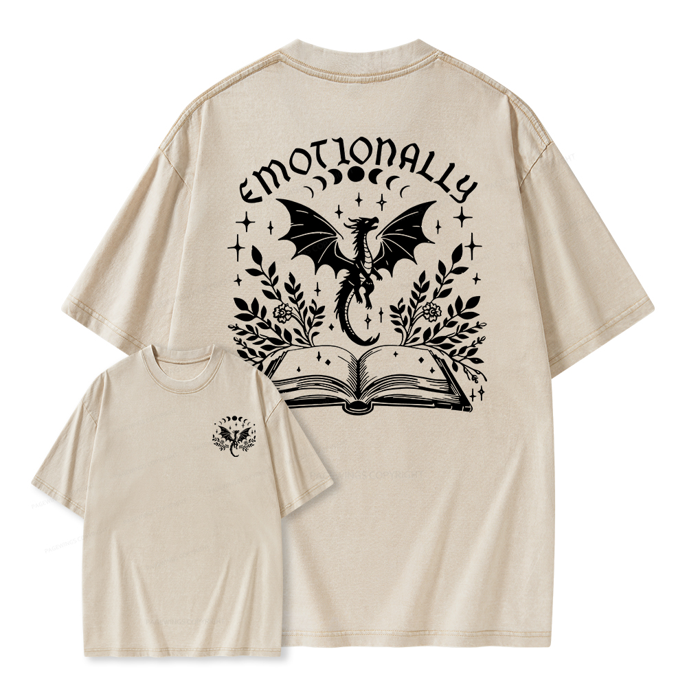 Pagewings Emotionally Attached To Fictional Dragons Unisex Washed T-shirt