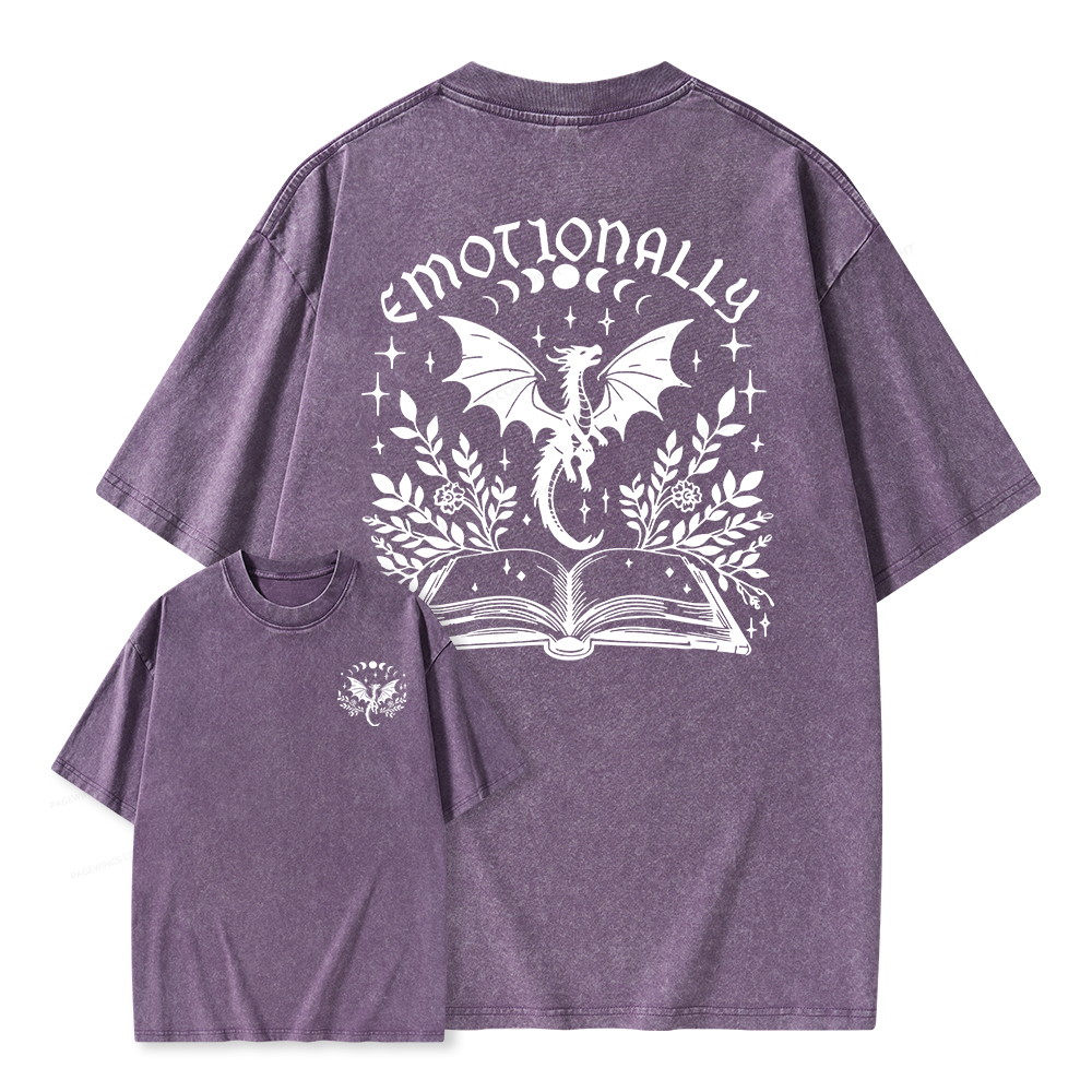 Pagewings Emotionally Attached To Fictional Dragons Unisex Washed T-shirt