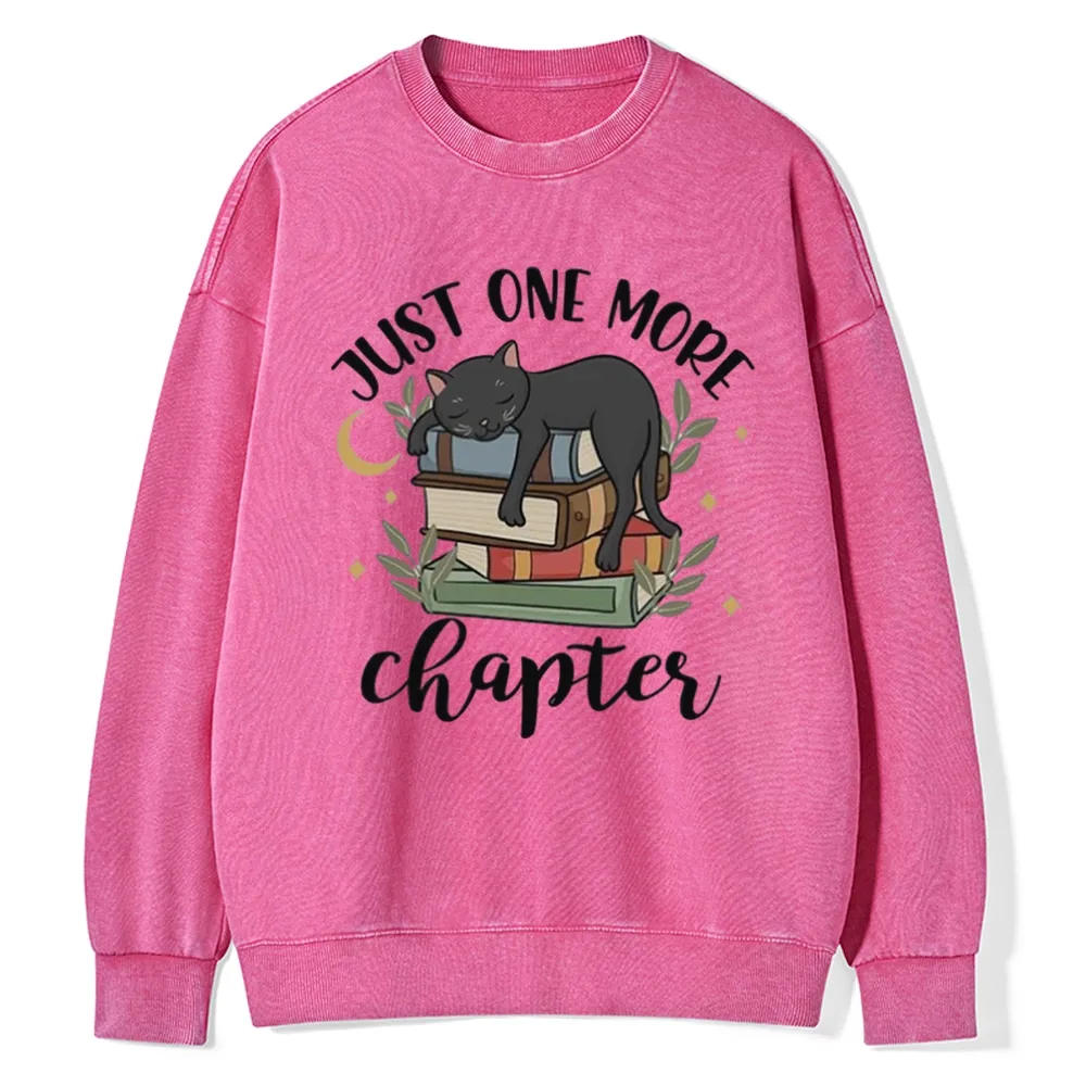 Pagewings Just One More Chapter Adorable Cat Unisex Washed Sweatshirt