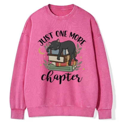 Pagewings Just One More Chapter Adorable Cat Unisex Washed Sweatshirt