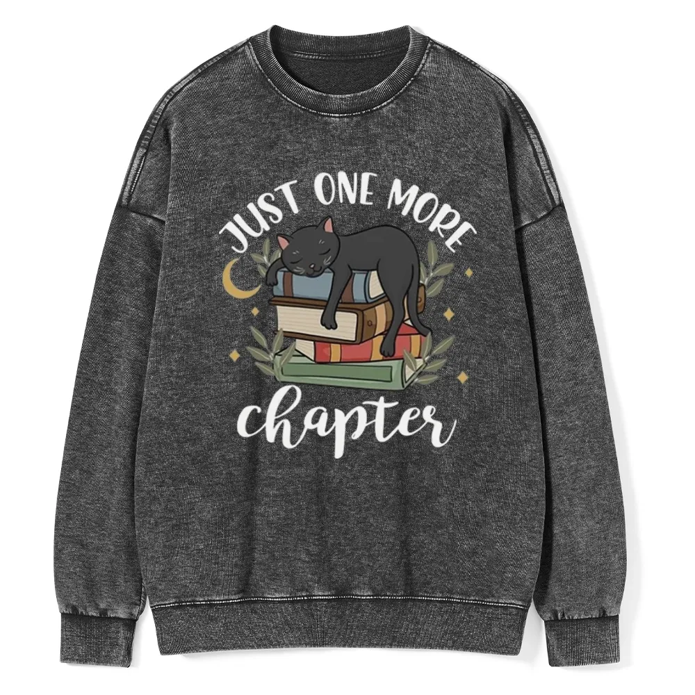 Pagewings Just One More Chapter Adorable Cat Unisex Washed Sweatshirt