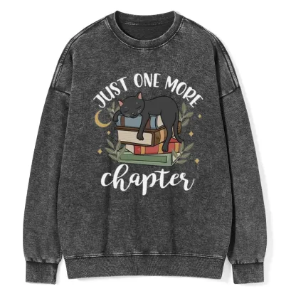 Pagewings Just One More Chapter Adorable Cat Unisex Washed Sweatshirt