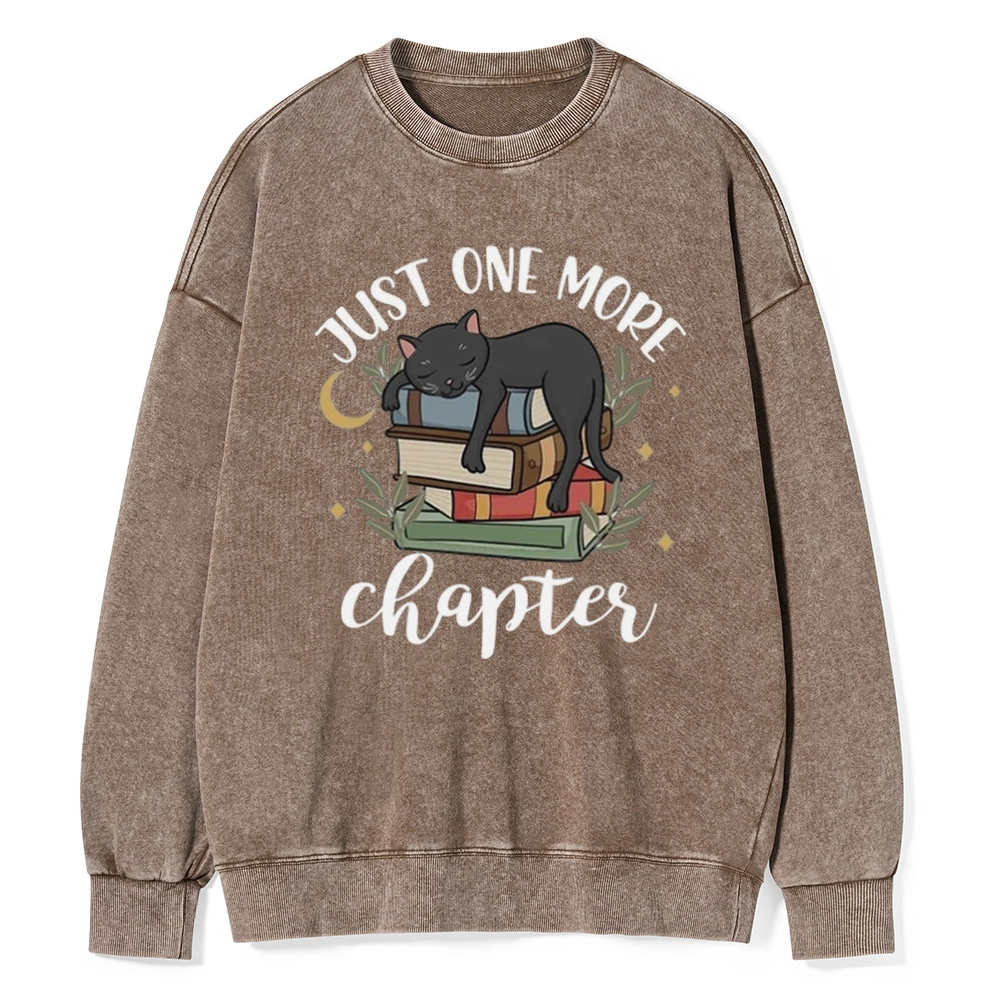 Pagewings Just One More Chapter Adorable Cat Unisex Washed Sweatshirt