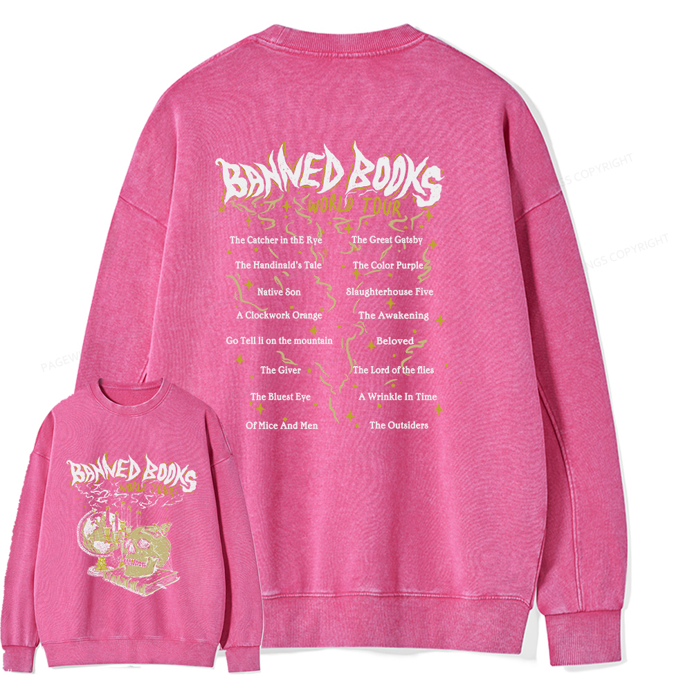 Pagewings Banned Books World Tour Unisex Washed Sweatshirt