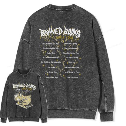Pagewings Banned Books World Tour Unisex Washed Sweatshirt