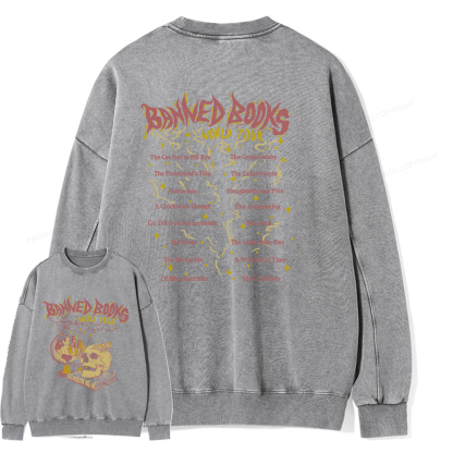 Pagewings Banned Books World Tour Unisex Washed Sweatshirt