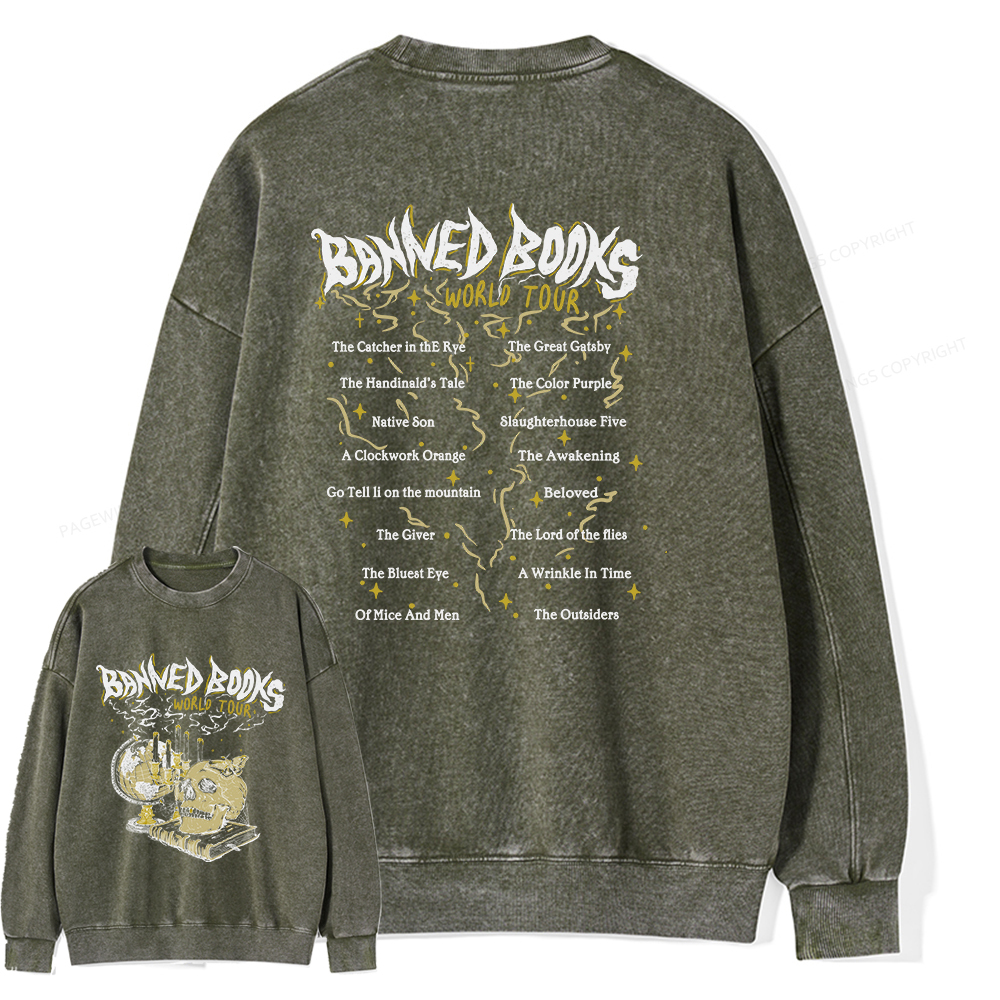Pagewings Banned Books World Tour Unisex Washed Sweatshirt