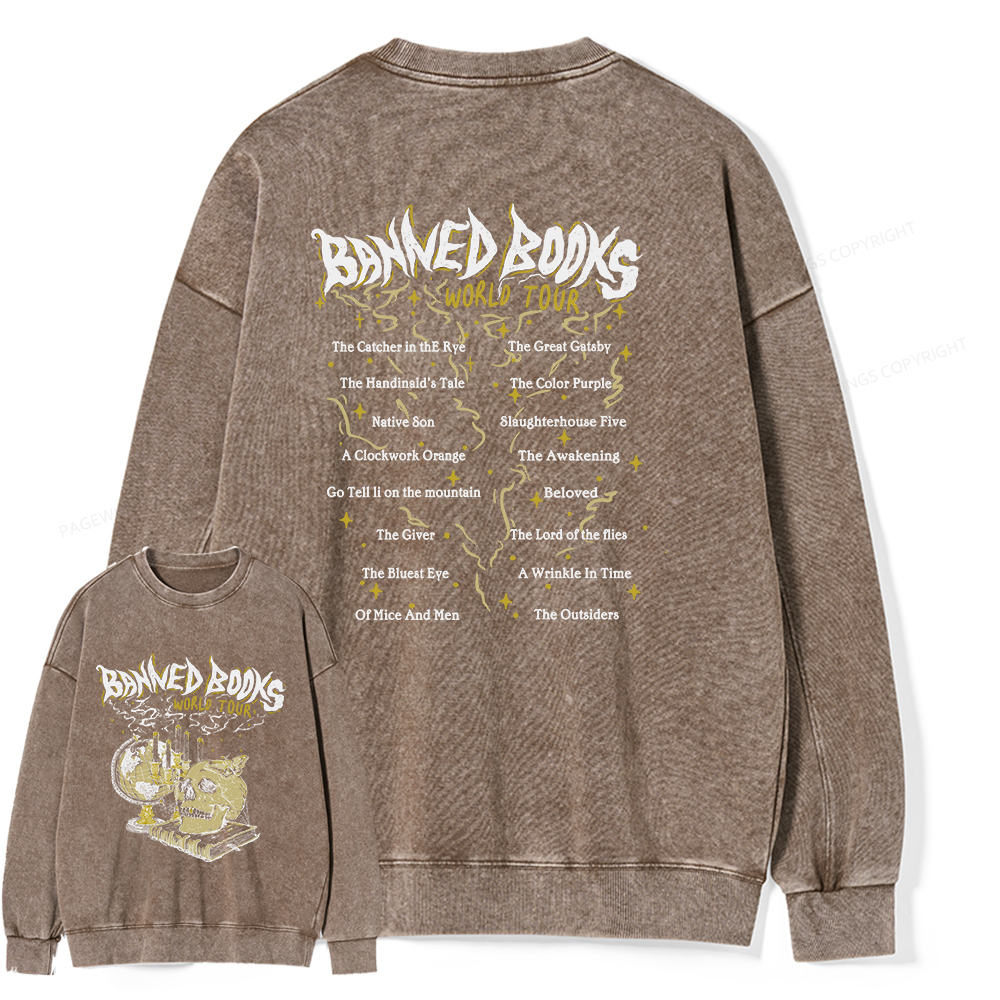 Pagewings Banned Books World Tour Unisex Washed Sweatshirt