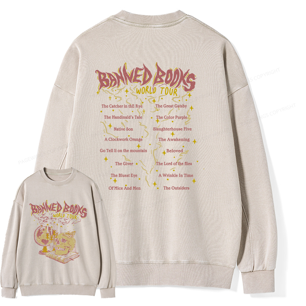 Pagewings Banned Books World Tour Unisex Washed Sweatshirt