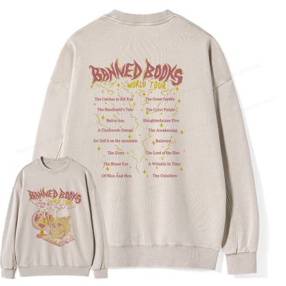 Pagewings Banned Books World Tour Unisex Washed Sweatshirt