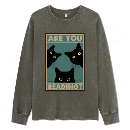 Pagewings Are You Reading Unisex Washed Long Sleeve T-shirt