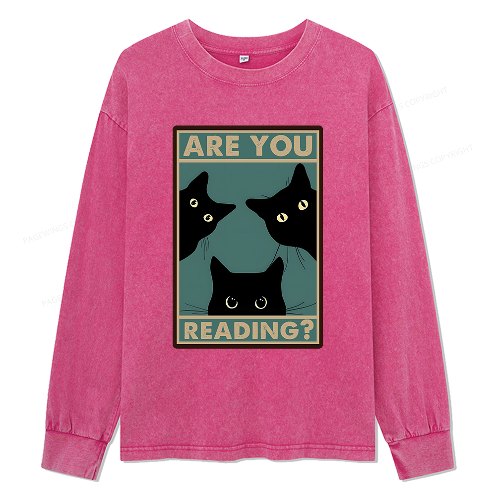 Pagewings Are You Reading Unisex Washed Long Sleeve T-shirt