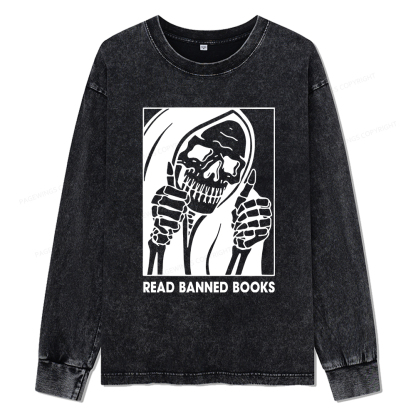Pagewings Read Banned Books Unisex Washed Long Sleeve T-shirt
