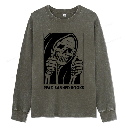Pagewings Read Banned Books Unisex Washed Long Sleeve T-shirt