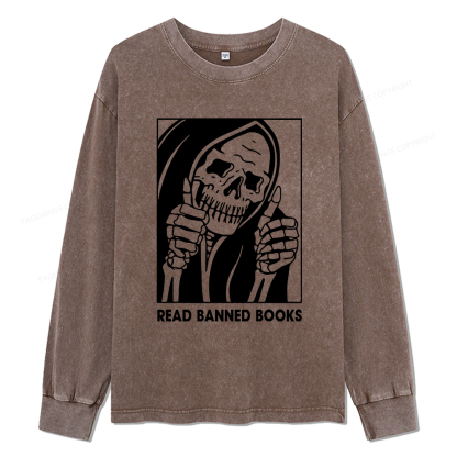 Pagewings Read Banned Books Unisex Washed Long Sleeve T-shirt