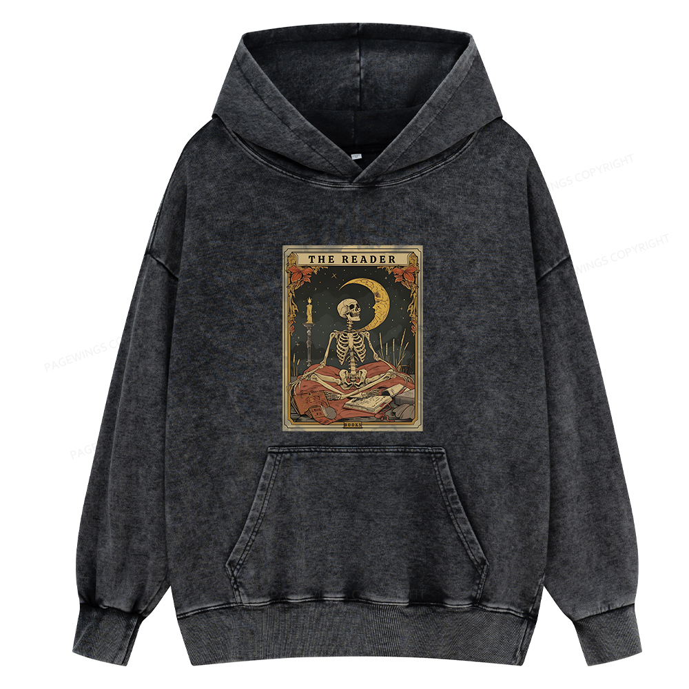 Pagewings The Reader Tarot Card Unisex Washed Hoodie