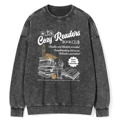 Pagewings Cozy Reader Unisex Washed Sweatshirt