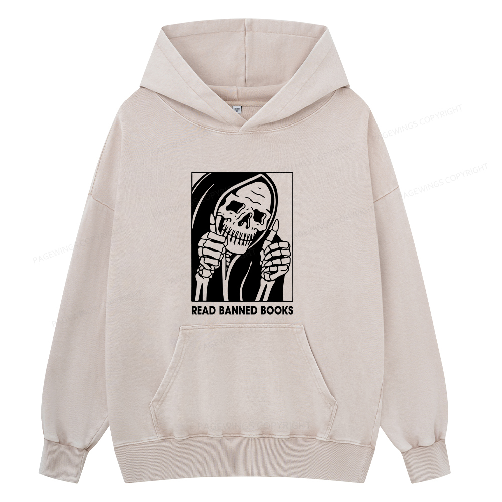 Pagewings Read Banned Books Unisex Washed Hoodie
